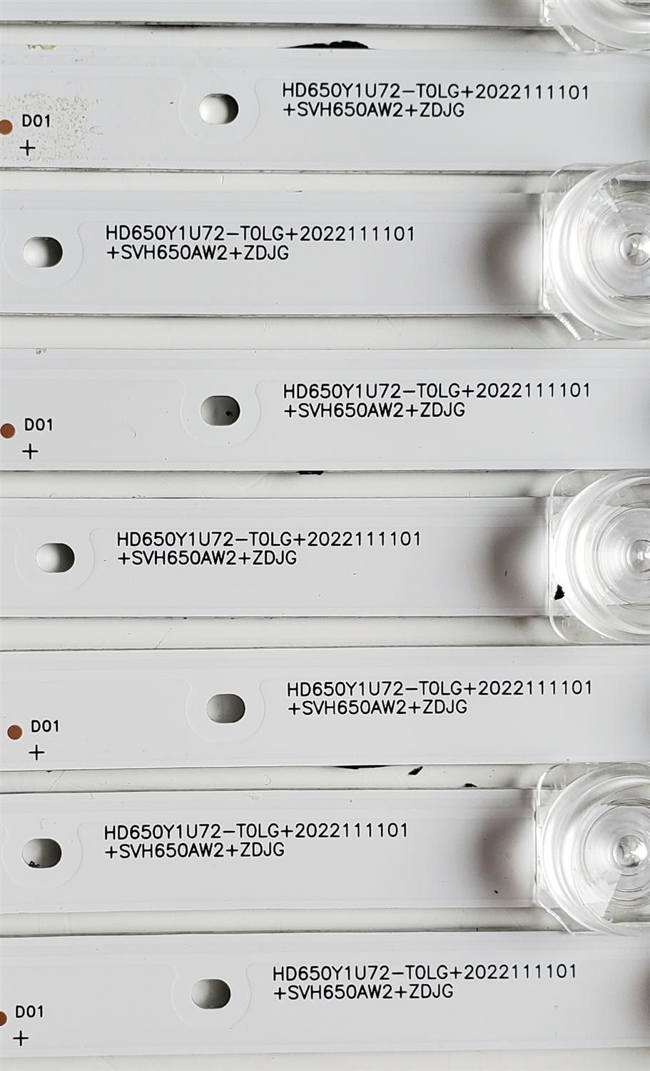KIT DE LED'S PARA TV HISENSE ((10 PIEZAS)) / NUMERO DE PARTE SVH650AW2 / HD650Y1U72 / HD650Y1U72-T0LG+2022111101+SVH650AW2+ZDJG / 1307225 / ZD_SSC_D650_10X7_02_TDE30_V1.00 / HIP7.820.271 / PANEL HD650Y1U51-T0LG / HD650Y1U72-T0LG / MODELOS 65A65K / 65A7K - Imagen 5