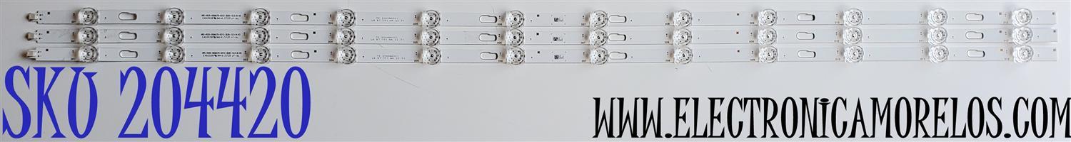 KIT DE LED'S PARA TV SAMSUNG ((3 PIEZAS)) / NUMERO DE PARTE HRS-H535-050AU70-0312-3030-12.5-N-V3 / E493538 / 75.2XN09G001 / L9B7V31W42231 / L9 B7 V31 W4 22 31 / PANEL CY-BA050HGCR1V / UE50AU / UE50AU7100K - Imagen 1
