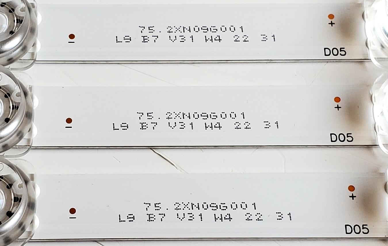 KIT DE LED'S PARA TV SAMSUNG ((3 PIEZAS)) / NUMERO DE PARTE HRS-H535-050AU70-0312-3030-12.5-N-V3 / E493538 / 75.2XN09G001 / L9B7V31W42231 / L9 B7 V31 W4 22 31 / PANEL CY-BA050HGCR1V / UE50AU / UE50AU7100K - Imagen 4