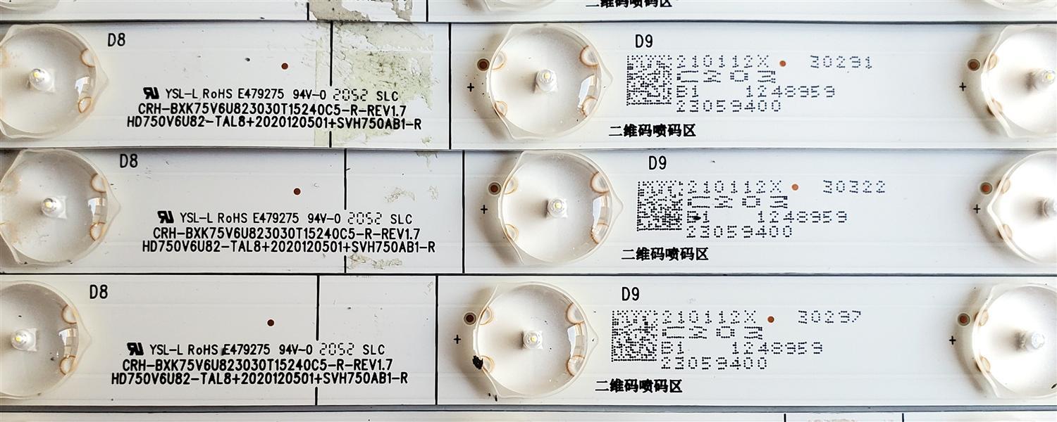 KIT DE LEDS ORIGINAL PARA TV HISENSE 30 PIEZAS/ NUMERO DE PARTE CRH-BXK75V6U823030T15240C5 /CRH-BXK75V6U823030T15240C5-L-REV1.7 /CRH-BXK75V6U823030T15240C5-R-REV1.7 /HD750V6U82-TAL8/2020120501/SVH750AB1-L /SVH750AB1-R /PANEL HD750V6U82-TAL8 /MODELO 75U6G  - Imagen 2