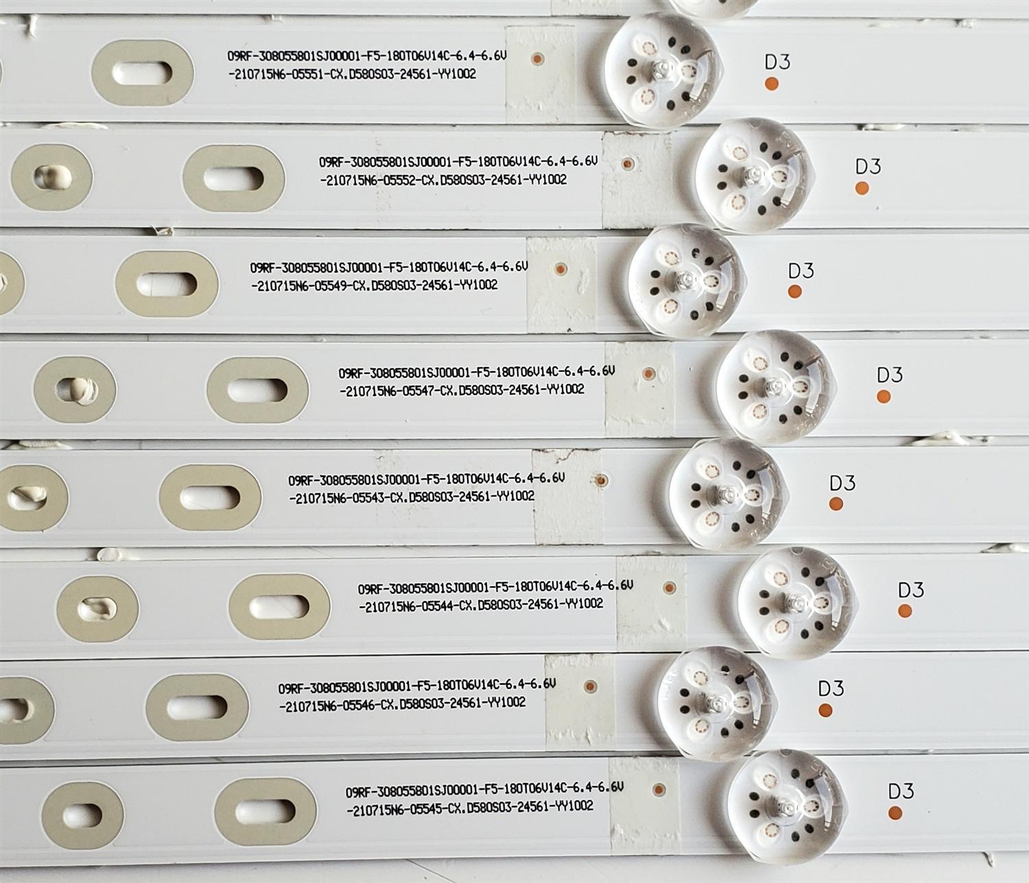 KIT DE LED'S PARA TV SANSUI ((10 PIEZAS)) / NUMERO DE PARTE SJ.CX.D5800501-3030FS-M / 1.14.MD580016 / 200628 / HBH-L1 / E493461 / CX.D580S03-24561-YY1002 / PANEL CX580DLED / DISPLAY CV580U1-T01 / MODELOS S58P28UA / SMT58F30UV2M1B1 / TF-LED58S06T2SU - Imagen 2