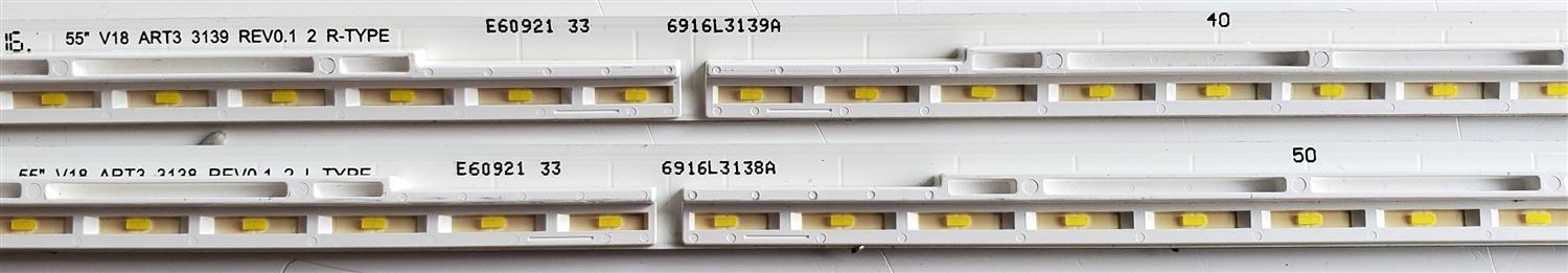 KIT DE LED'S PARA TV LG ((2 PIEZAS)) / NUMERO DE PARTE 6916L-3138A / 6916L-3139A / 3138A / 3139A / 55'' V18 ART3 3139 REV0.1 2 R-TYPE / 55'' V18 ART3 3138 REV0.1 2 L-TYPE / PANEL LC550EQH (FL)(M2) / MODELOS 55SK8000PUA / 55SK8000PUA.AUSWLJR / 55SK8000AUB - Imagen 3
