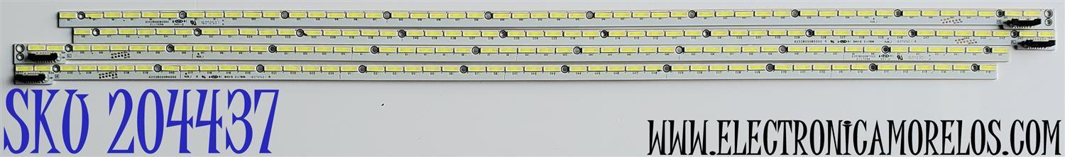 KIT DE LED'S PARA TV SHARP ((4 PIEZAS)) / NUMERO DE PARTE 6202B000B / 6202B000B4000 / 6202B000B5000 / 6202B000B6000 / 6202B000B7000 / E117098 / PANEL V750DK1-KS5 REV:F9 / MODELOS LC-75N620CU / LC-75N8000U / 75G6 / V750D