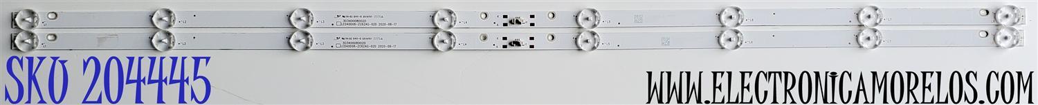 KIT DE LEDS PARA TV HAIER ORIGINAL 2 PIEZAS / NUMERO DE PARTE LED40D08-ZC62AG-02D / 30340008002D / 4000M75S / 220705BC07 / MODELOS LE40A31 / 100058007 / 100097810 40 PULGADAS