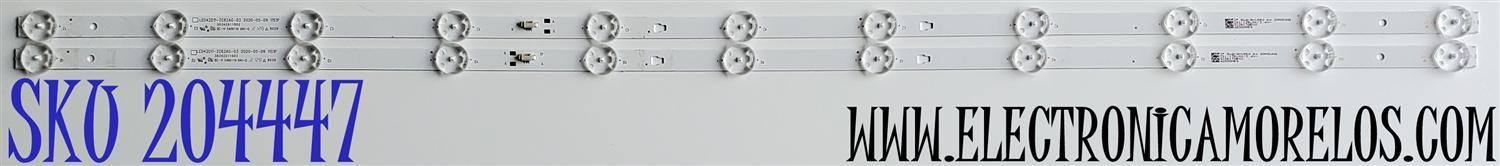 KIT DE LED'S PARA ONN ((2 PIEZAS)) / NUMERO DE PARTE LED42D11-ZC62AG-03 / 30342011002 / 42000M59 / E469119 / 210817AB03 / PANEL BOEA430WU1 / DISPLAY JE415D3HA0L / MODELOS 100068372 ((42 PULGADAS)) / 100069992 ((43 PULGADAS))