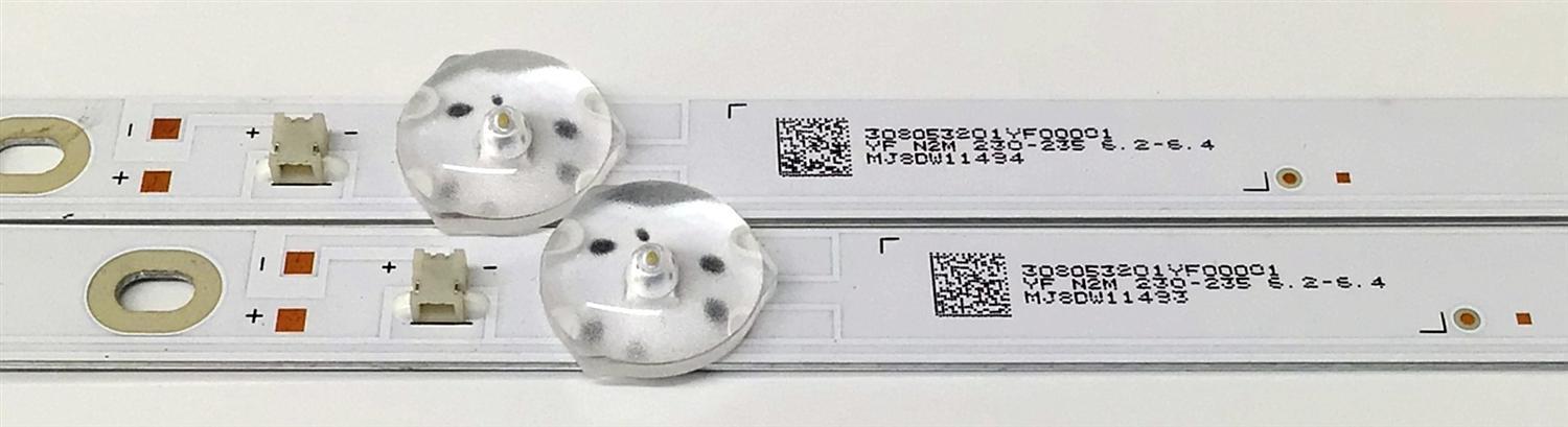 KIT DE LED'S PARA TV SANSUI ((2 PIEZAS)) / NUMERO DE PARTE 261501013500 / B19-32N1-3030-OD35-2X6-574.4X12-210515 / E471763 / 308053801YF00001 / MJ8DW11493 / MJ8DW11494 / MODELO SMX32V1HA - Imagen 2