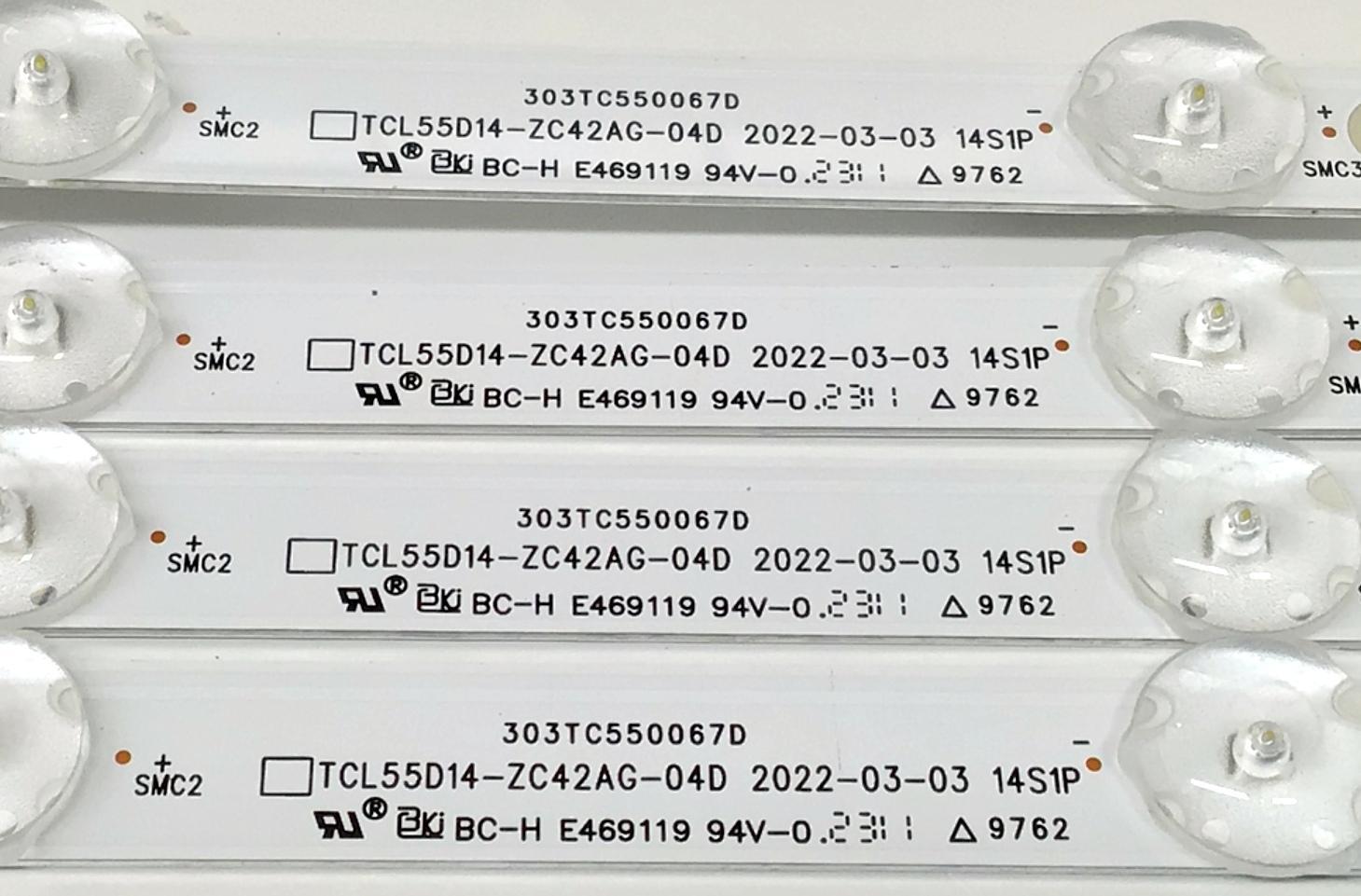 KIT DE LED'S PARA TV JVC ((4 PIEZAS)) / NUMERO DE PARTE TCL55D14-ZC42AG-04D / 303TC550067D / TC550M69 / 230411BB03 / 4L-ZX055T-ZC001C / 2300020500 / E469119 / PANEL LVU550CSDX / DISPLAY ST5461D12-6 VER.2.2 / MODELOS SI55URF / 55PFL5756/F7 - Imagen 4