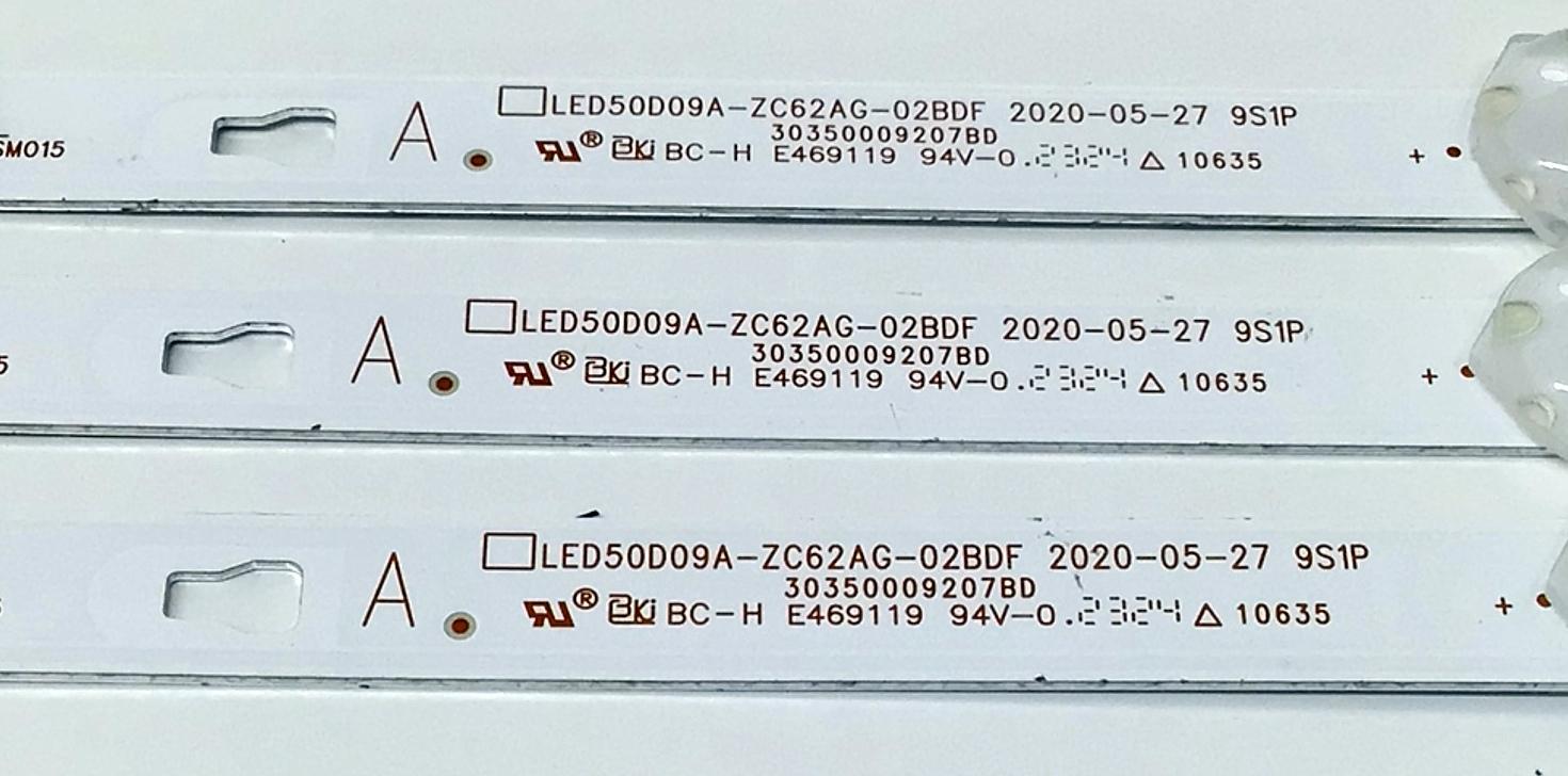 KIT DE LED'S PARA TV HISENSE ((3 PIEZAS)) / NUMERO DE PARTE LED50D09A-ZC62AG-02BDF / 30350009207BD / 50000M83 / 230617AC11 / E469119 / DISPLAY HF500QUB-F20 / MODELO LT-50MAW625 - Imagen 4