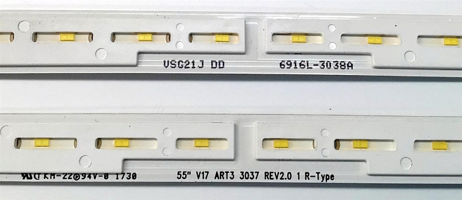 KIT DE LED'S PARA TV LG ((2 PIEZAS)) / NUMERO DE PARTE 6916L-3037A / 6916L-3038A / 55" V17 ART3 3037 REV 2.0 1 R-TYPE /55" V17 ART3 3038 REV 2.0 1 L-TYPE / PANEL LC550EGH-FKM1 / LC550EGH (FK)(M1) / MODELO 55SJ8000-UA / 55SJ8000-UA.AWMYLJR - Imagen 3