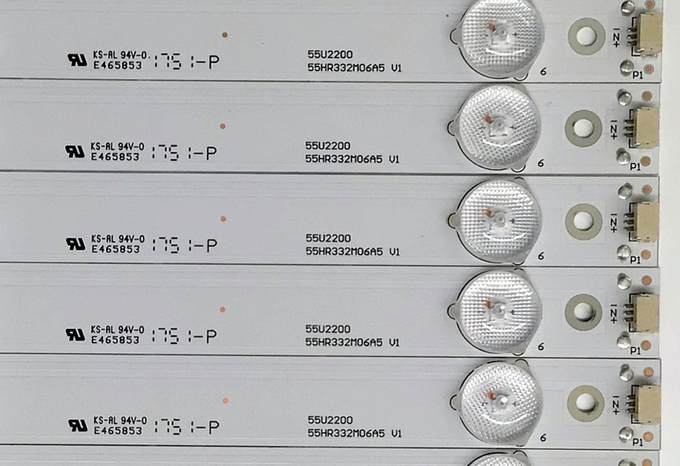 KIT DE LED'S PARA TV HITACHI ((10 PIEZAS)) / NUMERO DE PARTE 55HR332M06A5 V1 / 4C-LB550T-HR5 / 55U2200 / LE0RA2R0-D-K / E465853 / PANEL LVU550CSDX / MODELOS 55U2200 / 55R7 / 55D1620 - Imagen 2
