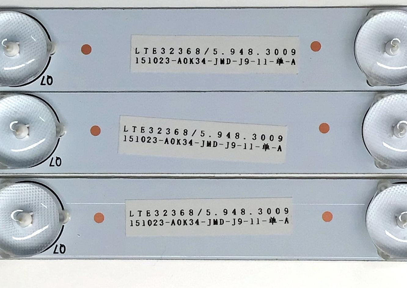 KIT DE LED'S PARA TV SEIKI ((3 PIEZAS)) / NUMERO DE PARTE GKB7.820.3813 / 3238-T2-S / E334789 / LTE32368 / 5.948.3009 / 151023-A0K34-JMD-J9-11 / MODELOS SE32HY27 / SE32HY10 - Imagen 4