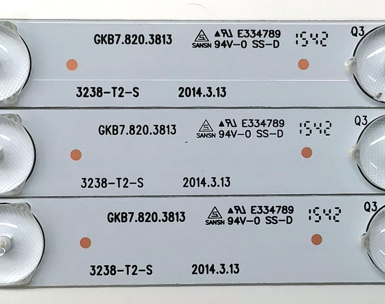 KIT DE LED'S PARA TV SEIKI ((3 PIEZAS)) / NUMERO DE PARTE GKB7.820.3813 / 3238-T2-S / E334789 / LTE32368 / 5.948.3009 / 151023-A0K34-JMD-J9-11 / MODELOS SE32HY27 / SE32HY10 - Imagen 3