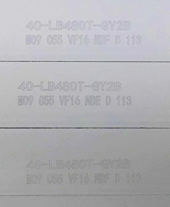 KIT DE LED'S PARA TV SANYO ((12 PIEZAS)) / NUMERO DE PARTE PB13D488173BL052-L02H / PB13D504173BL052-R02H / 4C-LB480T-GY2A / 4C-LB480T-GY2B / E469119 94V-0 / M09 C55 VF16 NDF D 113 / MODELO FW48D25T - Imagen 4