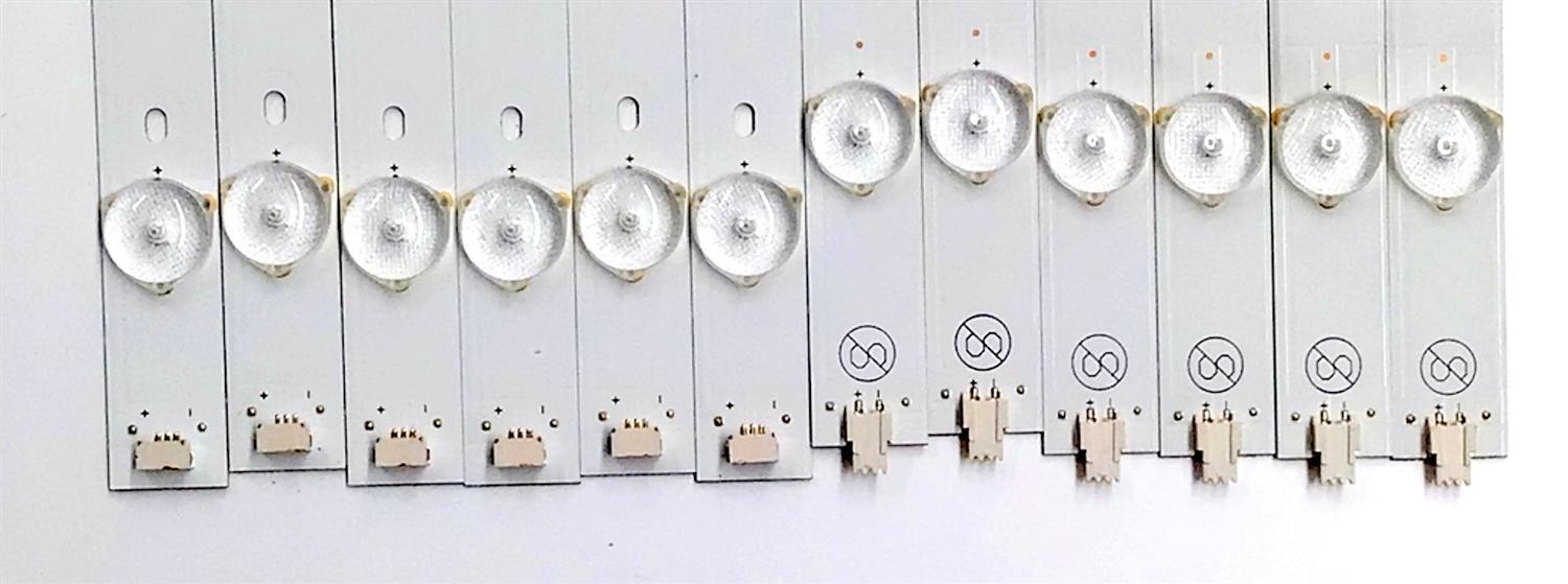 KIT DE LED'S PARA TV SANYO ((12 PIEZAS)) / NUMERO DE PARTE PB13D488173BL052-L02H / PB13D504173BL052-R02H / 4C-LB480T-GY2A / 4C-LB480T-GY2B / E469119 94V-0 / M09 C55 VF16 NDF D 113 / MODELO FW48D25T - Imagen 3