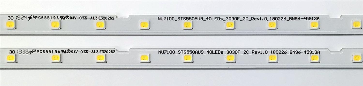 KIT DE LED'S PARA TV SAMSUNG ((2 PIEZAS)) / NUMERO DE PARTE BN96-45913A / STS550AU9 / NU7100_STS550AU9_40LEDS_3030F_2C_REV1.0_180226_BN96-45913A / 45913A / PC65519A / E320262 / PANEL CY-NN055HGLV6H / CY-CT055HGHV1H / MODELO UN55NU69 / UN55NU6900FXZA CA02 - Imagen 5