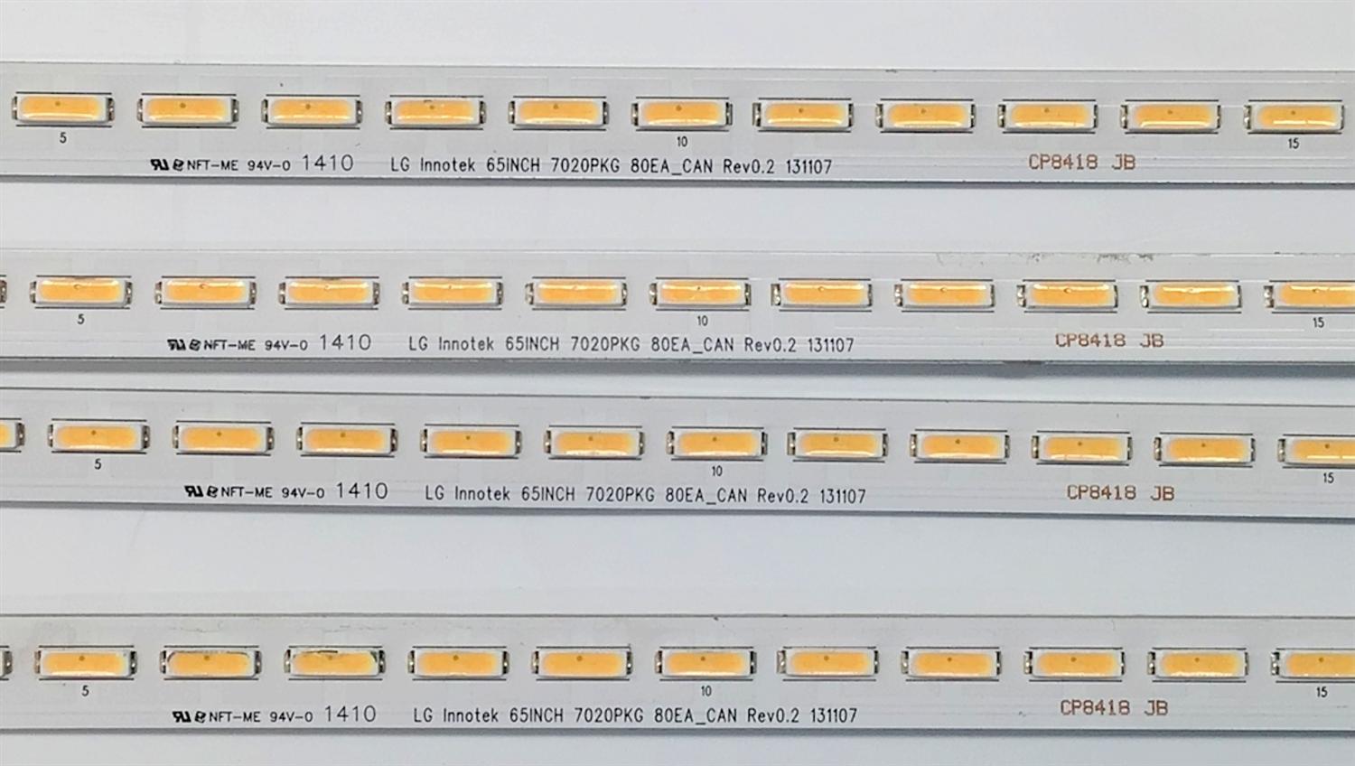 KIT DE LED'S PARA TV SONY ((4 PIEZAS)) / NUMERO DE PARTE LG INNOTEK 65INCH 7020PKG 80EA_CAN REV0.2 131107 / 65INCH 7020PKG 80EA_CAN / E162061 / 61.P2F01G002 / 61.P2F02G002 / MODELO XBR-65X900B / XBR65X900B - Imagen 2