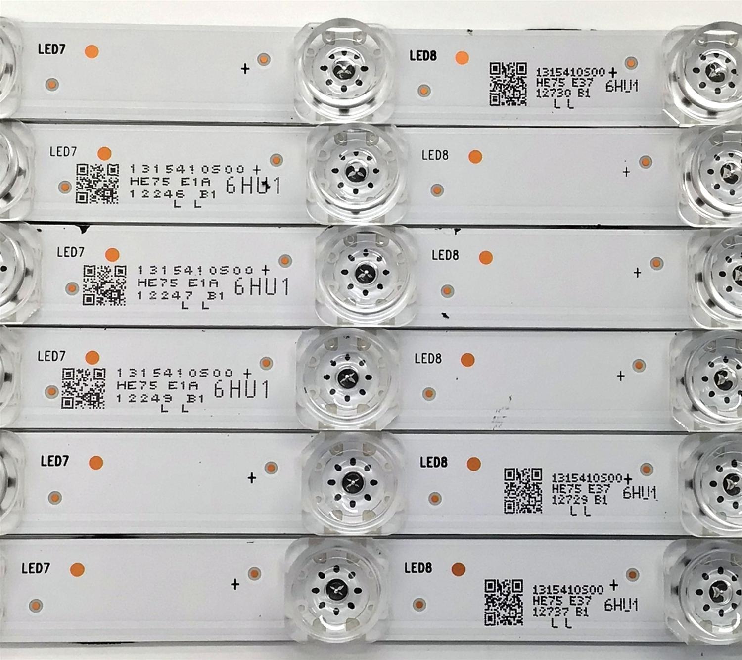 KIT DE LED'S PARA TV HISENSE QLED ((6 PIEZAS)) / NUMERO DE PARTE LB75032.0 / HD750H1U72-T0LGK1+2023061301+LB75032.0 / HD750H1U72-T0LGK1 / 2023061301 / 1315410 / E493461 / HBH-H2 / PANEL HD750H1U72-T0LFK1 / DISPLAY HV750QUB-F91 / MODELOS 75QD6N / 75A76K / 75A65K - Imagen 3