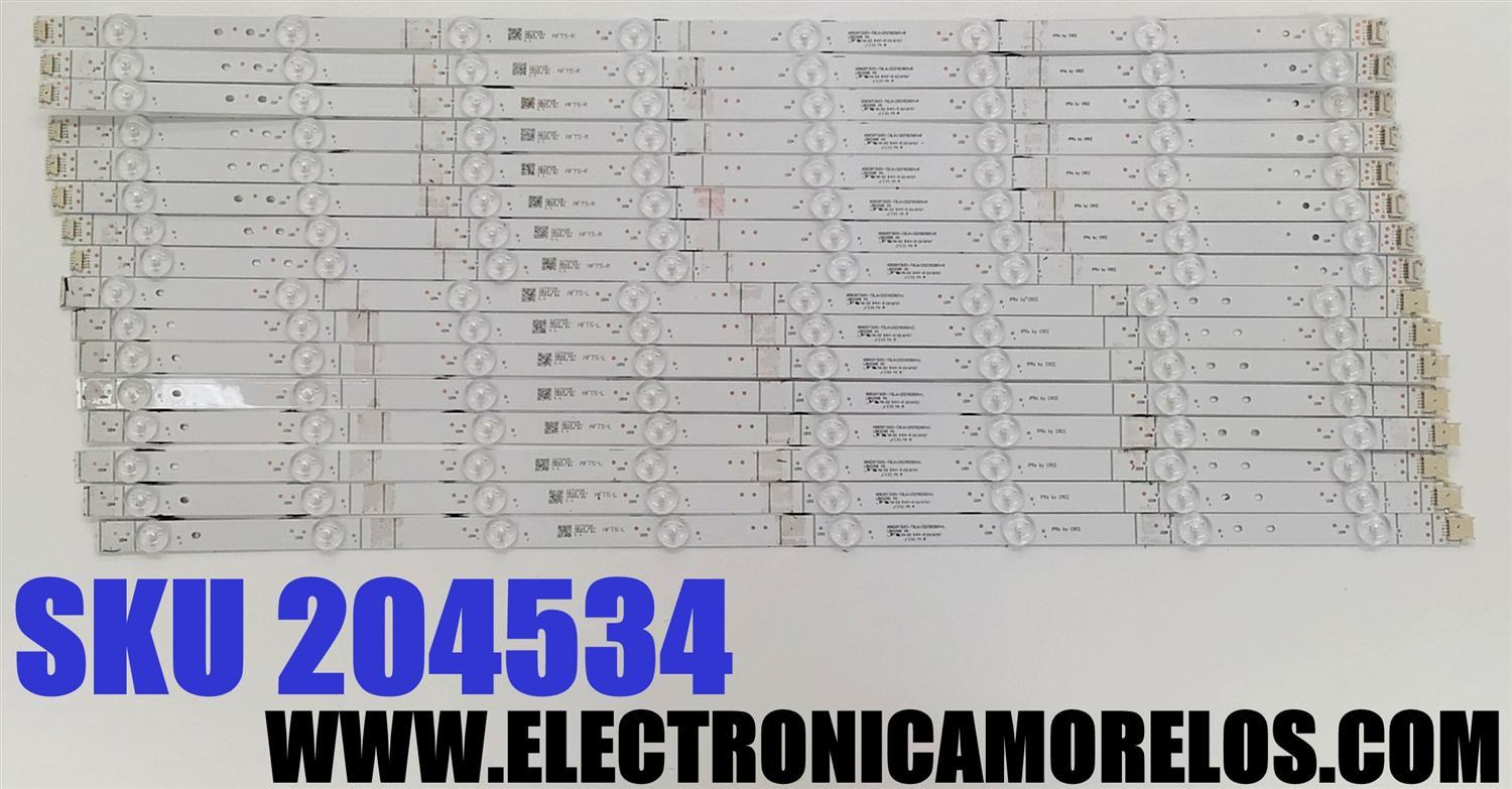 KIT DE LED'S PARA TV HISENSE QLED ((16 PIEZAS)) / NUMERO DE PARTE LB65099 V0 / 1270835 / HD650Y3U51 / HD650Y3U51-T0LA+2021102601+L / HD650Y3U51-T0LA+2021102601+R / AFT5-L / AFT5-R / PANEL HD650Y3U51-T0LG / DISPLAY T650QVN07.5 / MODELOS 65U65H / 65U6H