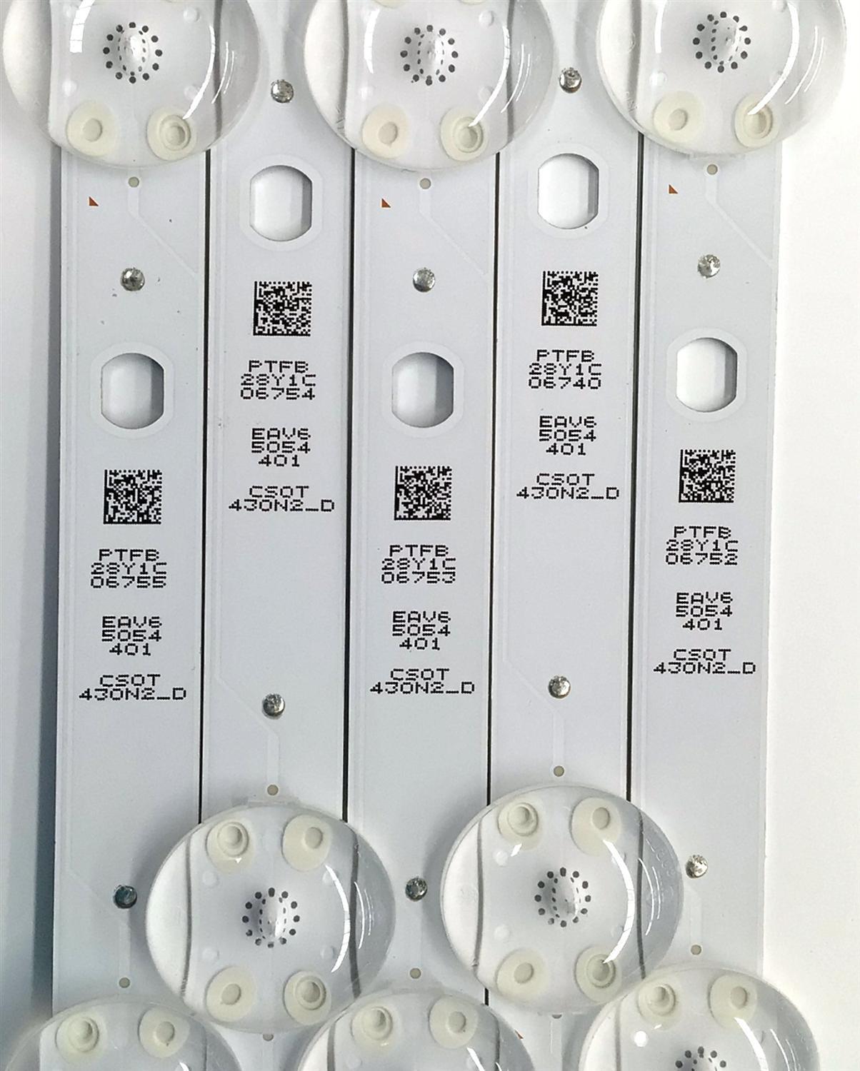 KIT DE LEDS ORIGINAL PARA TV LG 5 PIEZAS / NUMERO DE PARTE EAV65054401 / SSC_Y23 SLIM TRIDENT 43UR80_CSOT_S / SSC_Y23 SLIM TRIDENT 43UR80_CSOT_PTN0.6_REV00_220915 / E469119 / PANEL NC430TQG / DISPLAY ST4251D02-3 / MODELO 43UR7800PSB / 43UR7800PSB.BWMCLJM - Imagen 3