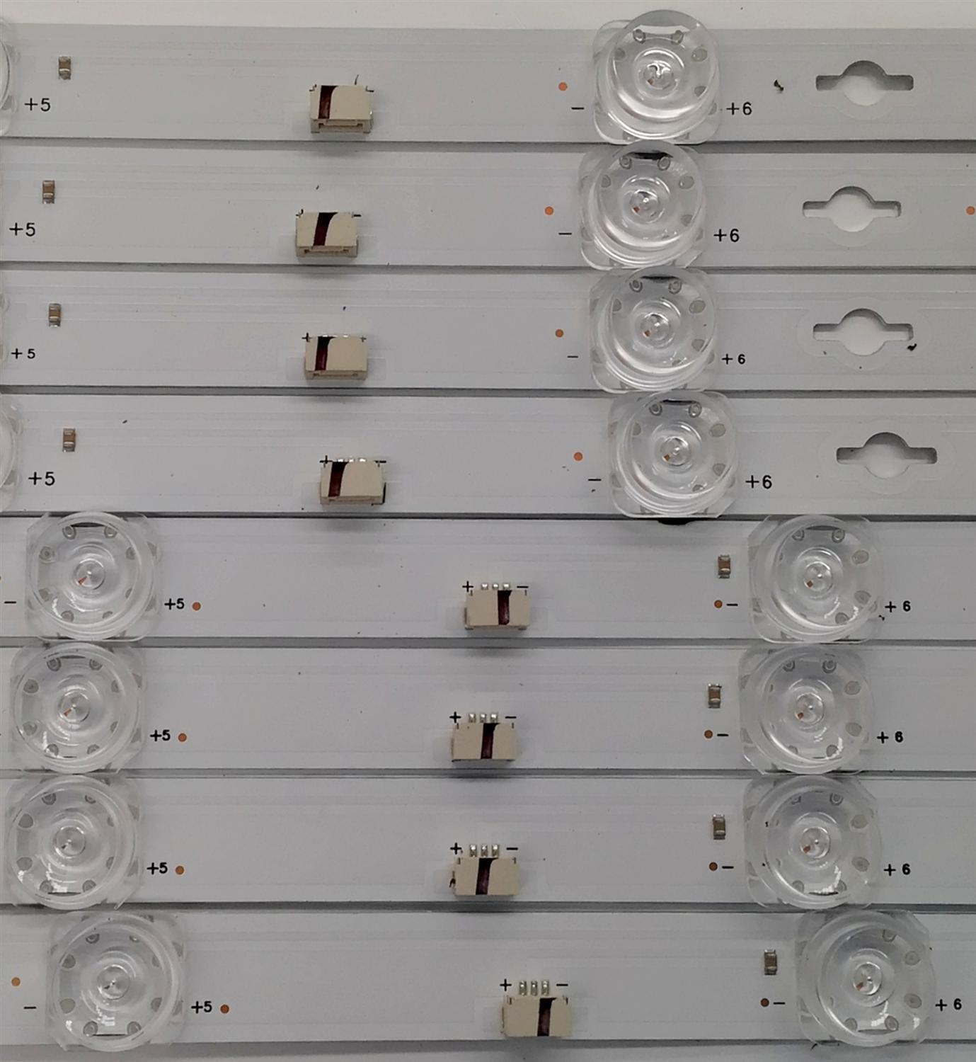 KIT DE LEDS PARA TV TCL ORIGINAL 8 PIEZAS / NUMERO DE PARTE 65HR330M11A4 V1 / 65HR330M10B4 V1 / 65C645 / E471763 / B0101-000942 / B0101-000941 / PANEL LVU650NDEL / DISPLAY ST6451D06-3 VER.2.1 / MODELOS 65Q650G / 65Q670G - Imagen 2