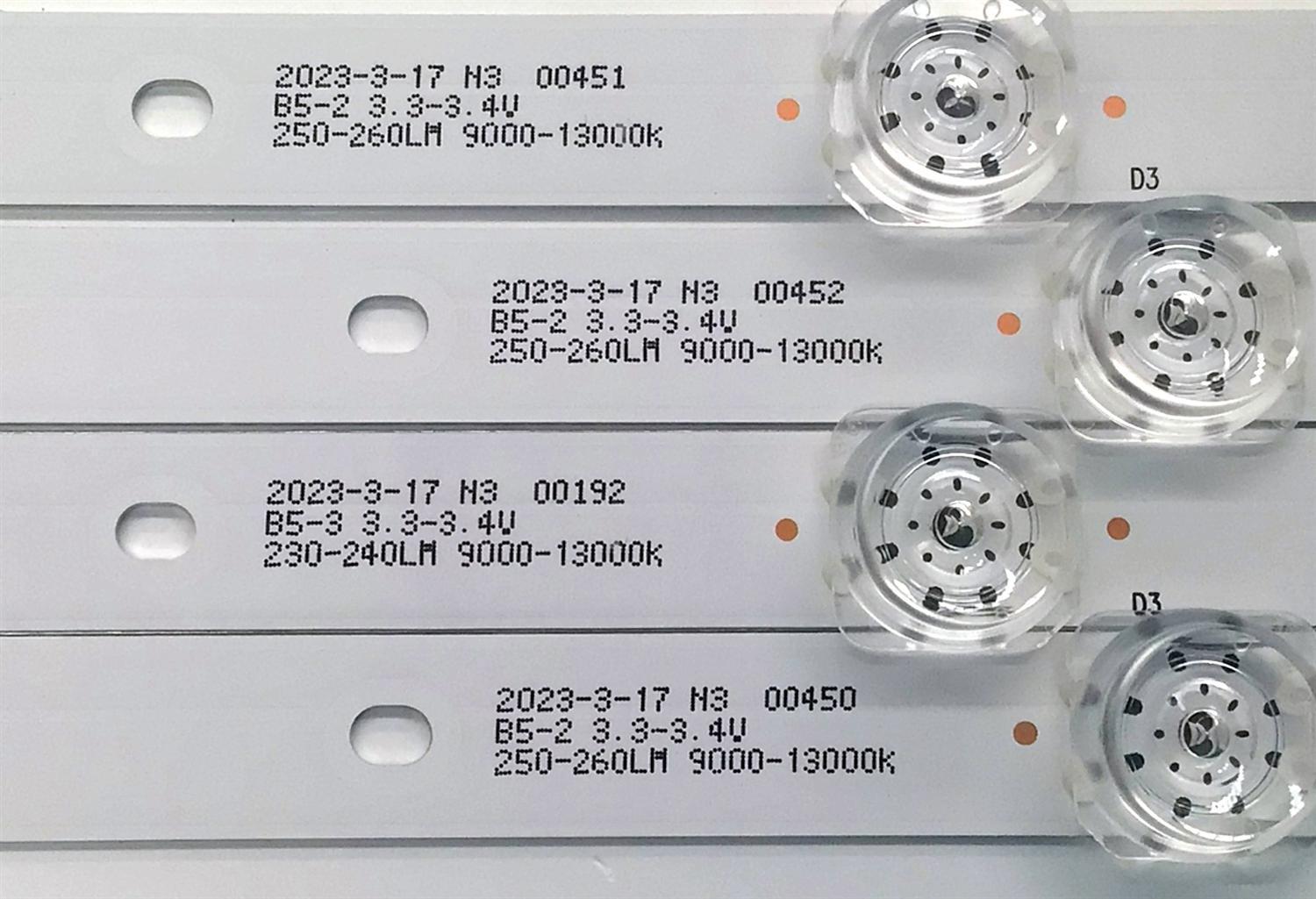 KIT DE LED'S PARA TV EVL ((4 PIEZAS)) / NUMERO DE PARTE MSG-T500-V6-3030-026-09 / 1.3.10700000229 / PC67181B / 914mm*14mm*1.0T / 240-250LM / 9000-13000K / B5-2 3.3-3.4V / PANEL CV500U2-T01 / DISPLAY CV500U3-L01 / MODELOS 50EVLS4 / K50DLG12U / AK50H1485 - Imagen 3