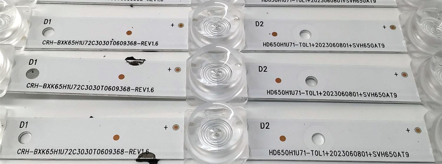 KIT DE LED'S PARA TV HISENSE ((6 PIEZAS)) / NUMERO DE PARTE CRH-BXK65H1U72C3030T0609368-REV1.6 / HD650H1U71-T0L1+2023060801+SVH650AT9 / HD650H1U71-T0L1 / 2023060801 / SVH650AT9 / 1285538 / PANEL HD650H1U71-T0L1\S1\GM\ROH / HV650QUB-F70 / MODELO 65A6KV - Imagen 3