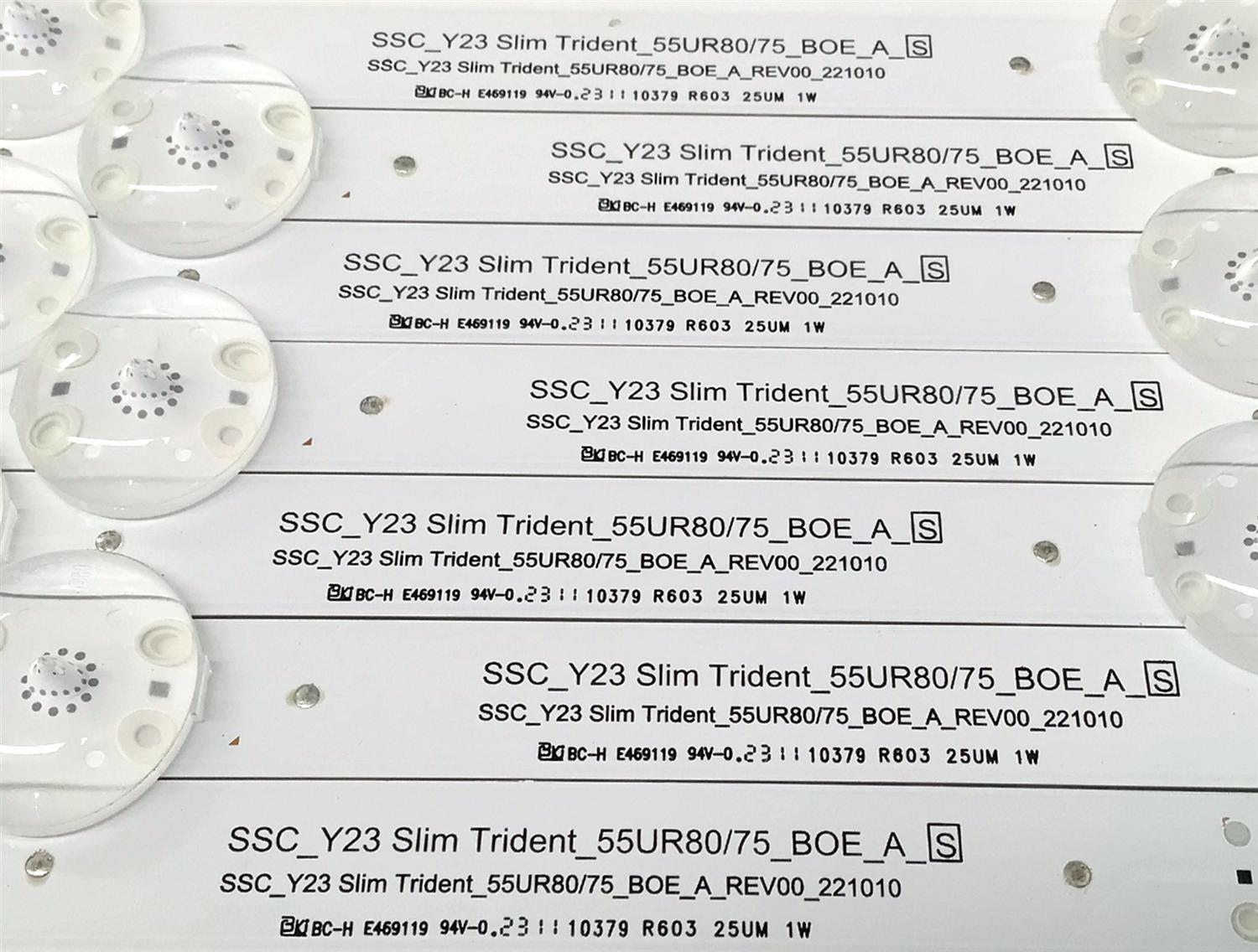 KIT DE LEDS ORIGINAL PARA TV LG 7 PIEZAS / NUMERO DE PARTE EAV65057001 / SSC_Y23 SLIM TRIDENT_55UR80/75_BOE_A_S / SSC_Y23 SLIM TRIDENT_55UR80/75_BOE_A_REV00_221010 / BOE 550J5 / PANEL NC550TQG / MODELOS 55UR7800PSB / 55UR8000AUA - Imagen 3