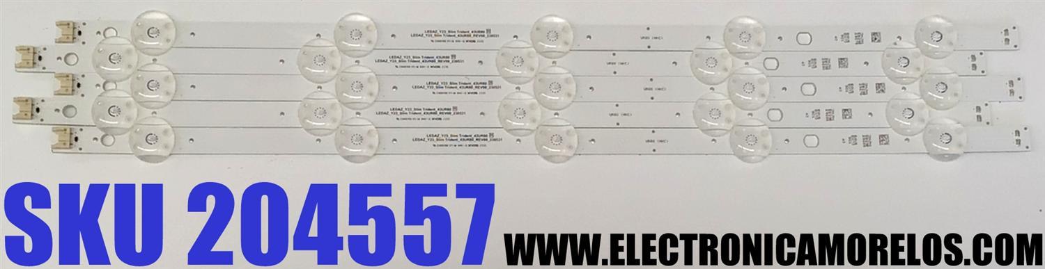 KIT DE LED'S PARA TV LG ((5 PIEZAS)) / NUMERO DE PARTE EAV65073901 / LEDAZ_Y23_SLIM TRIDENT_43UR80 / LEDAZ_Y23_SLIM TRIDENT_43UR80_REV00_230531 / E466169 / UR80 (HKC) / MODELO 43UR7800PSB / 43UR7800PSB.BWMSLJM