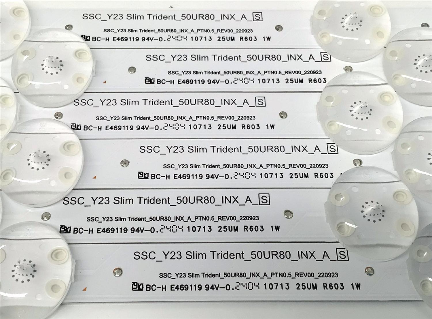 KIT DE LEDS PARA TV LG ORIGINAL 6 PIEZAS / NUMERO DE PARTE EAV65056501 / SSC_Y23 SLIM TRIDENT_50UR80_INX_A_S / SSC_Y23 SLIM TRIDENT_50UR80_INX_A_PTN0.5_REV00_220923 / PANEL NC500TQG / DISPLAY V500DJ7-QE1 B REV.C9 / MODELOS 50UR7800PSB / 50UR8000AUA - Imagen 2