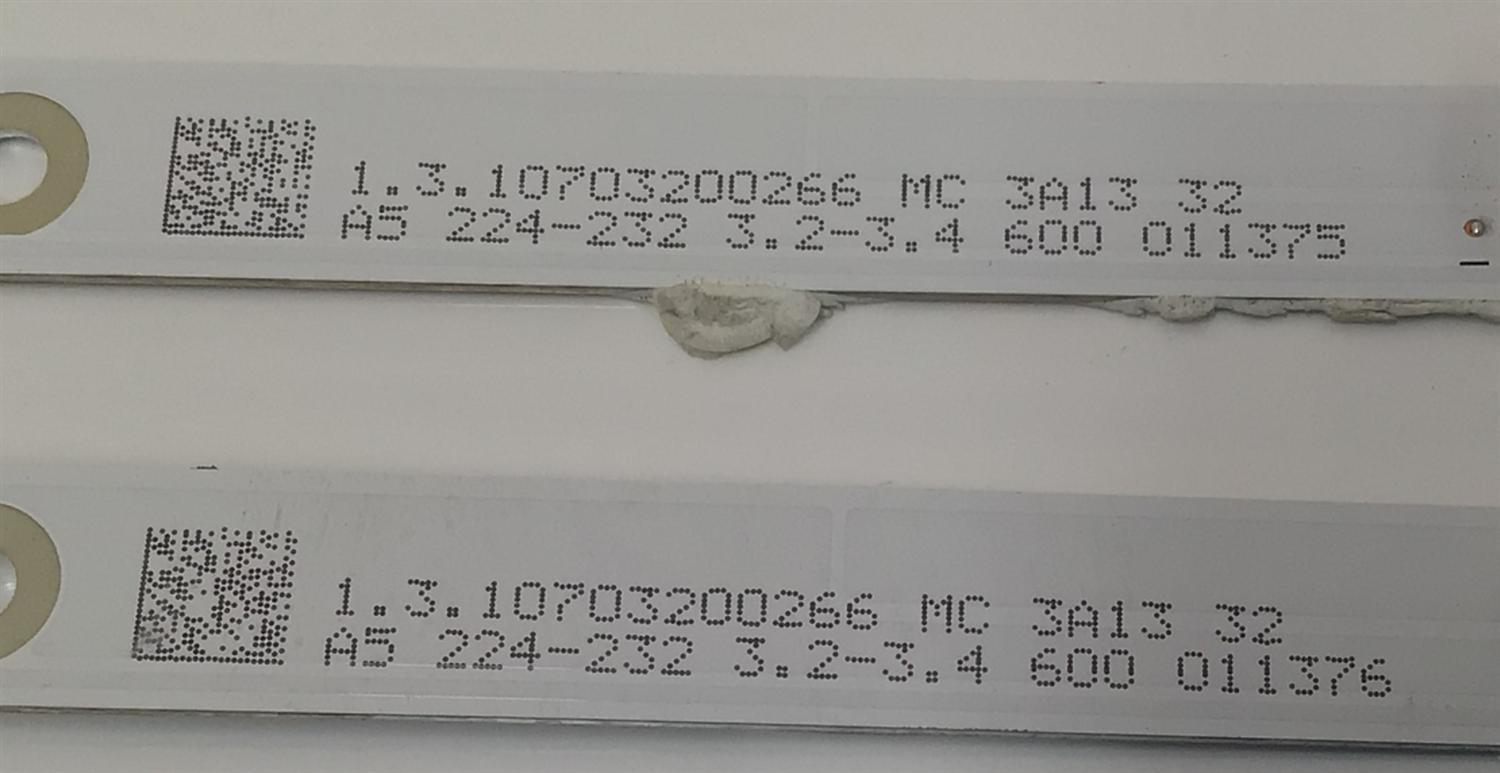 KIT DE LEDS ORIGINAL PARA TV EVL 2 PIEZAS / NUMERO DE PARTE MS-L4225 V3 / E479275 / 1.3.10703200266 / A5 224-232 3.2-3.4 600 011375 / A5 224-232 3.2-3.4 600 011376 / PANEL T320XVN02.H / MODELO 32EVLSM - Imagen 2