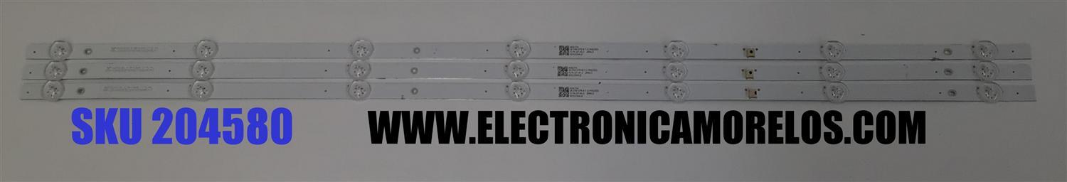 KIT DE LED'S PARA TV EVL ((3 PIEZA)) / NUMERO DE PARTE CRH-ZG40G5SP3030070312KREV1.1 / 40G7N / LB-C400-G7N-B-7-12-PH1(CKD) / Y174-L07-JA-2 / 269613 / B231226A1Z / PANEL T320XVN02.H / MODELO 32EVLSM