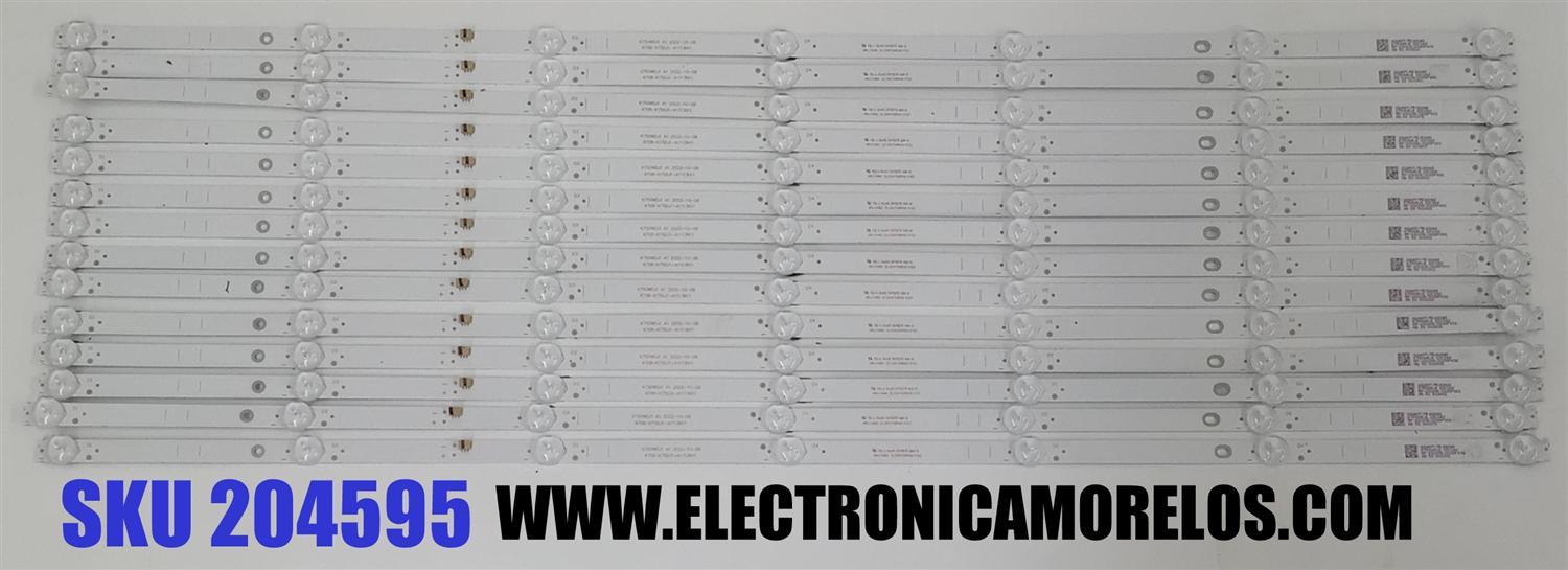 KIT DE LEDS ORIGINAL PARA TV SHARP / ONN / 14 PIEZAS / NUMERO DE PARTE 4708-K75DJ1-A1113N11 / K750WDJ1 A1 / XRJ1060 / SLC04708RA0 / 111407-75-J11041 / RF-231206-3225F432 / PANEL K750WDJ10HE / K750WDJ1 / DISPLAY ST7461D03-2 VER.2.3 / MODELO 4T-C75EL8UR 
