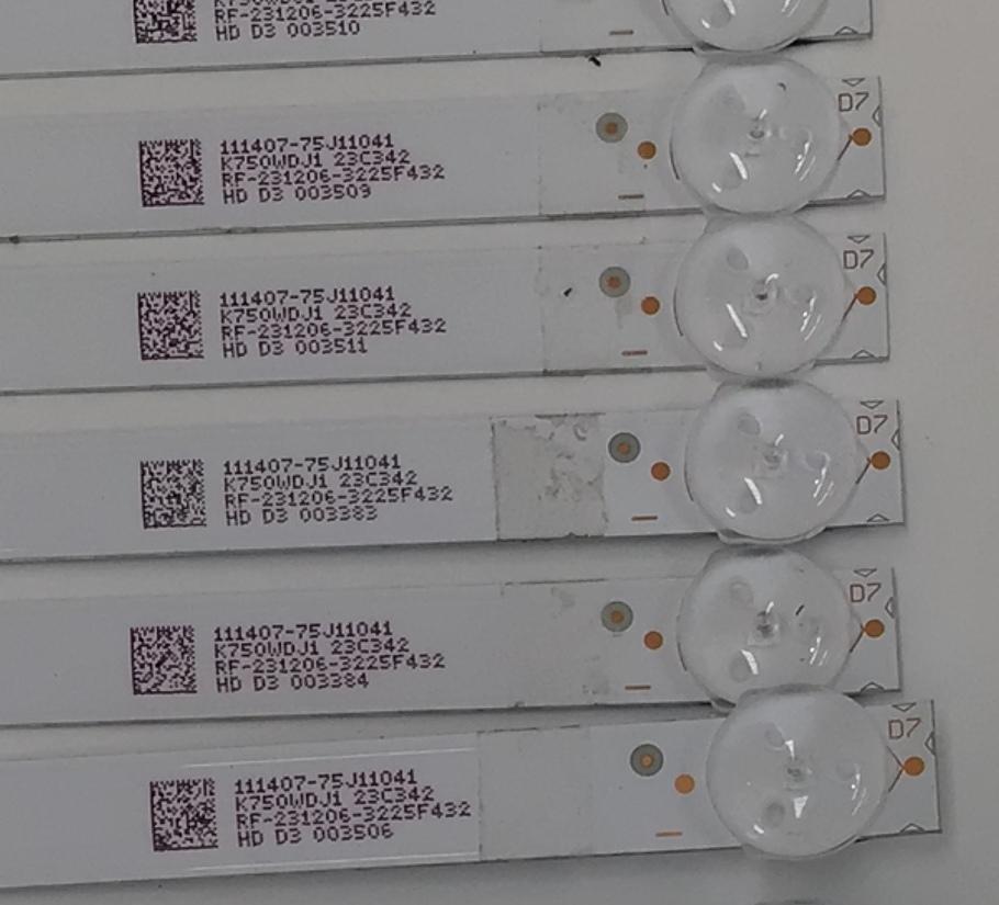 KIT DE LEDS ORIGINAL PARA TV SHARP / ONN / 14 PIEZAS / NUMERO DE PARTE 4708-K75DJ1-A1113N11 / K750WDJ1 A1 / XRJ1060 / SLC04708RA0 / 111407-75-J11041 / RF-231206-3225F432 / PANEL K750WDJ10HE / K750WDJ1 / DISPLAY ST7461D03-2 VER.2.3 / MODELO 4T-C75EL8UR  - Imagen 5