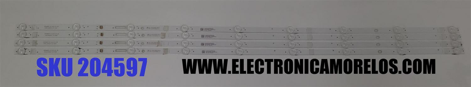 KIT DE LEDS ORIGINAL PARA TV SHARP 4 PIEZAS / NUMERO DE PARTE 4708-K50DGF-A3113N01 / K500WDGF A3 / XRJ1060 / SLC04708RA0 / 110409-50GF3021 / PANEL K500WDGF / DISPLAY CV500U5-T01 REV:01 / MODELO 4T-C50EL8UB / 100012585 50" / SI50URF