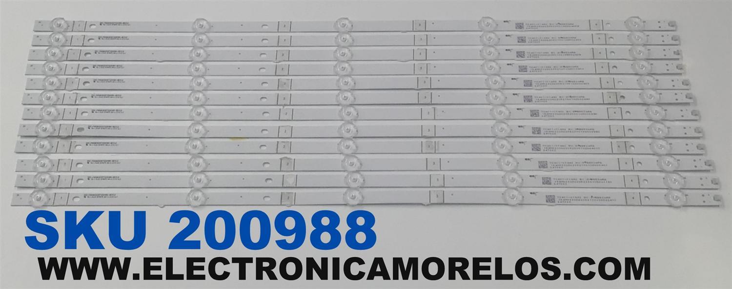 KIT DE LEDS PARA TV VIZIO ORIGINAL 12 PIEZAS / NUMERO DE PARTE SSC-F65Q63030T120518V-REV1.0 / 70401-01482 /  SVB650AR6 / SSC-F65Q63030T120518V / 154M0332D2205210010D / PANEL BOEI650WQ1 / DISPLAY HV650QUB-F70 REV.2.0 / MODELO V655M-K04 / V655M-K04 LBSFM9LY