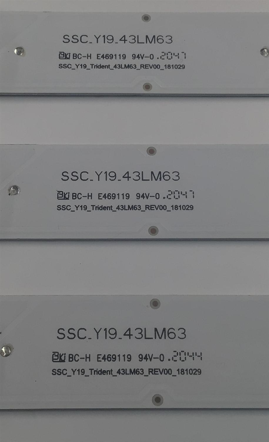 KIT DE LEDS PARA TV LG ORIGINAL 3 PIEZAS / NUMERO DE PARTE EAV64755501 / SSC_Y19_43LM63 / SSC_Y19_TRIDENT_43LM63_REV00_181029 / E469119 / BOE 430H1 / BOE430H1 / PANEL NC430DUE-ABHXC / MODELOS 43LM6300PUB / 43LM6300PLA - Imagen 3