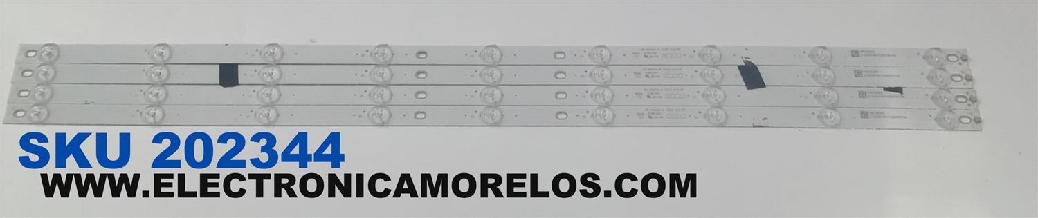 KIT DE LEDS PARA TV CONTINU-US ORIGINAL 4 PIEZAS / NUMERO DE PARTE ZN-40H09A-4 / ZN-40H09A-4 70615 V1.0-OT / ZN-40H09A-4 70615 V1.0-0T / E351707 / H5Z400E / C1000F4G1265PA11N / PANEL V400HJ6-PE1 / MODELO CT-40T18