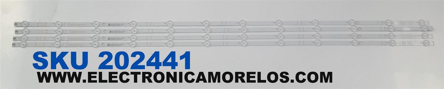 KIT DE LEDS PARA TV VIZIO ORIGINAL 4 PIEZAS / NUMERO DE PARTE GC55D12-ZC42AG-04D / 303GC550099D / B005P00102256A / HX550M14 / 230620DC02 / 2300021394 / E519757 / 70401-01678 / PANEL BOEI550WQ1 / MODELO M55Q6-L4 / M55Q6-L4 LBSFN8GZ