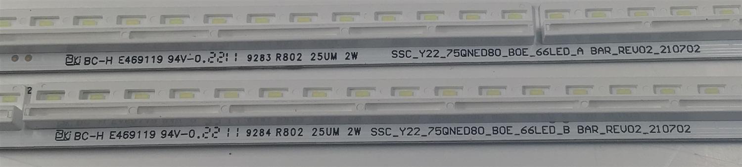 KIT DE LEDS PARA TV LG ORIGINAL 4 PIEZAS / NUMERO DE PARTE SSC_Y22_75QNED80_BOE_66LED / SSC_Y22_75QNED80_BOE_66LED_A BAR_REV02_210702 / SSC_Y22_75QNED80_BOE_66LED_B BAR_REV02_210702 / PANEL NC750EQH-ABLH1 / MODELO 75QNED80UQA.BUSGLKR - Imagen 3