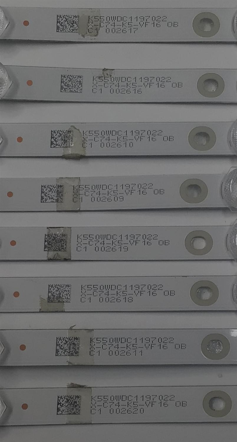 KIT DE LEDS PARA TV PHILIPS ORIGINAL 8 PIEZAS / NUMERO DE PARTE 4708-K550WD-A2113N01 / K550WDC1 A2 / K55WDC1 / 471R1P62 / 197022 / X-C74-K5-VF 16 0B / MODELO 55PUF6092 - Imagen 4