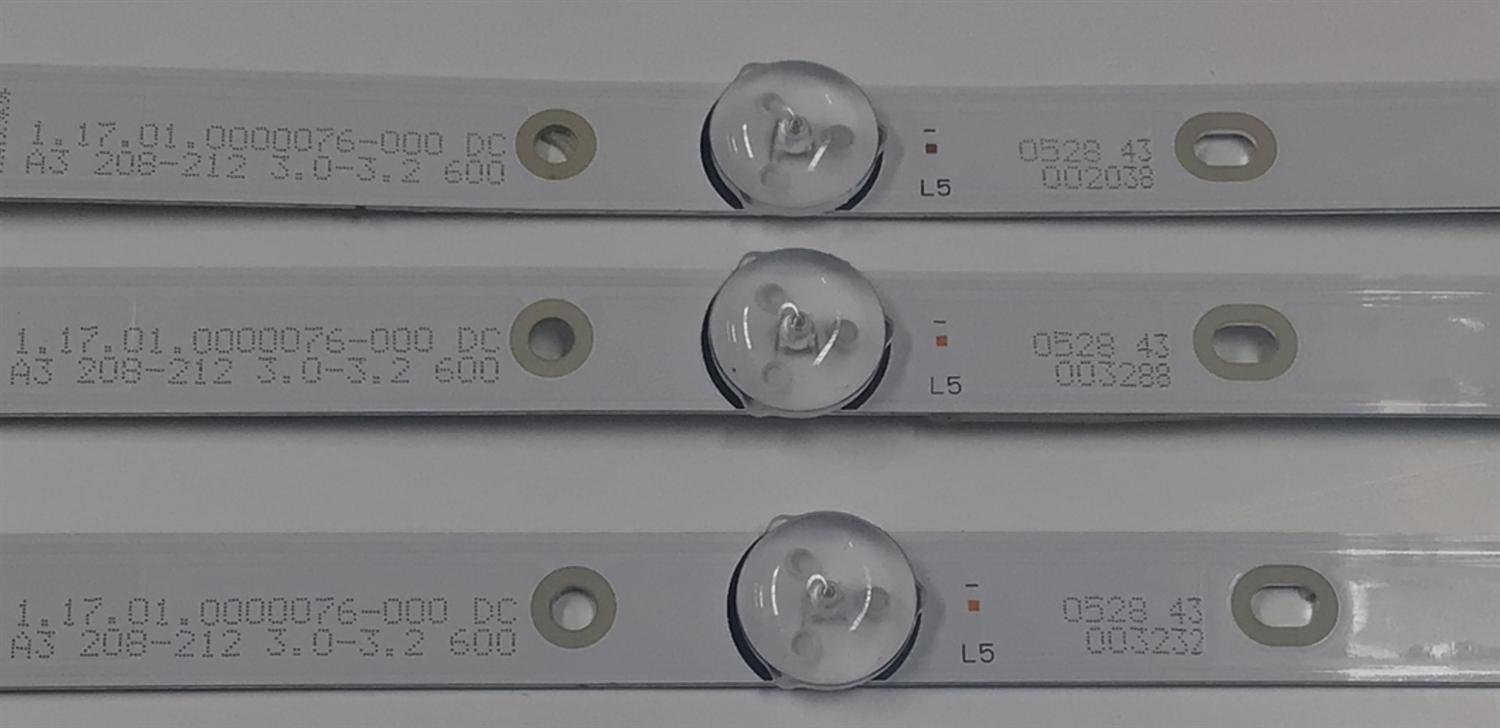 KIT DE LEDS PARA TV ORIGINAL 3 PIEZAS / NUMERO DE PARTE MS-L3959 V1 / 1.17.01.0000076-000 DC / A3 208-212 3.0-3.2 600 / 0528 43 - Imagen 2