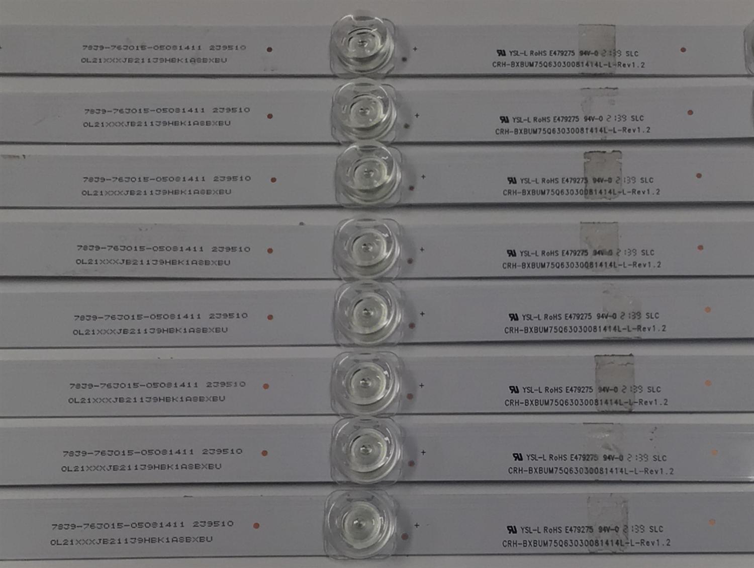 KIT DE LEDS PARA TV ORIGINAL 16 PIEZAS / NUMERO DE PARTE CRH-BXBUM75Q63030081414L / CRH-BXBUM75Q63030081414L-L-REV1.2 / CRH-BXBUM75Q63030081414L-R-REV1.2 / 7839-763015-05081411 / 0L21XXXJB21139HBK1A8BXBU / 239510 / 0XXX0L21JB2 / MODELO 75" - Imagen 5