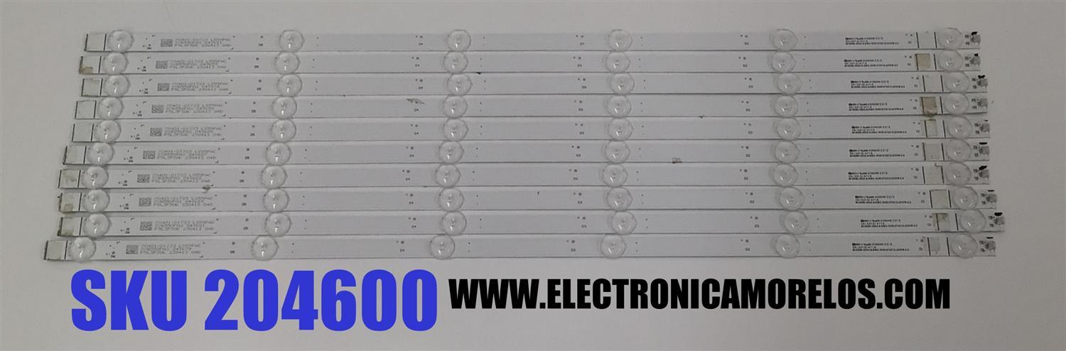KIT DE LEDS PARA TV SONY ORIGINAL 10 PIEZAS / NUMERO DE PARTE 261501016716 / 40-55SN-OD24.8-SMC-10X6-573X12-221216-2.5 / 70401-01723 / LS55PAC / SVB550FH2 / P5L3P30E / 230413  / PANEL BOEI550WQ1 / DISPLAY HV550QUB-F1L / MODELO KD-55X77CL / KD55X77CL