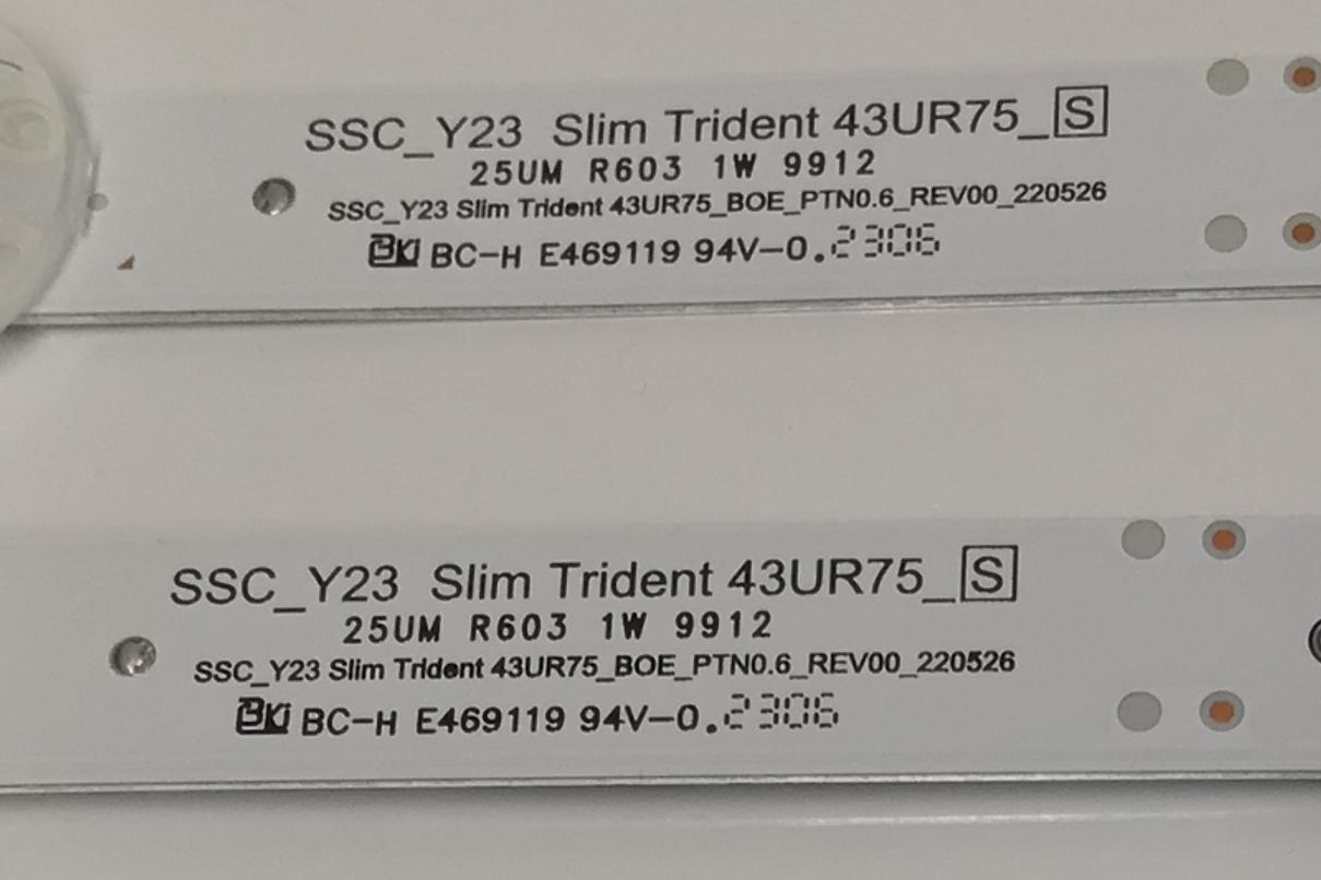KIT DE LED´S PARA PARA TV LG 5 PIEZAS ORIGINALES / NUMERO DE PARTE EAV65049401 / SSC_Y23 SLIM TRIDENT 43UR75_S / SSC_Y23 SLIM TRIDENT 43UR75_BOE_PTN0.6_REV00_220526 / BOE430M4 / PANEL NC430TQG-ABKHA / MODELO 43UR8000AUA / 43UR8000AUA.BUSFLJM - Imagen 4