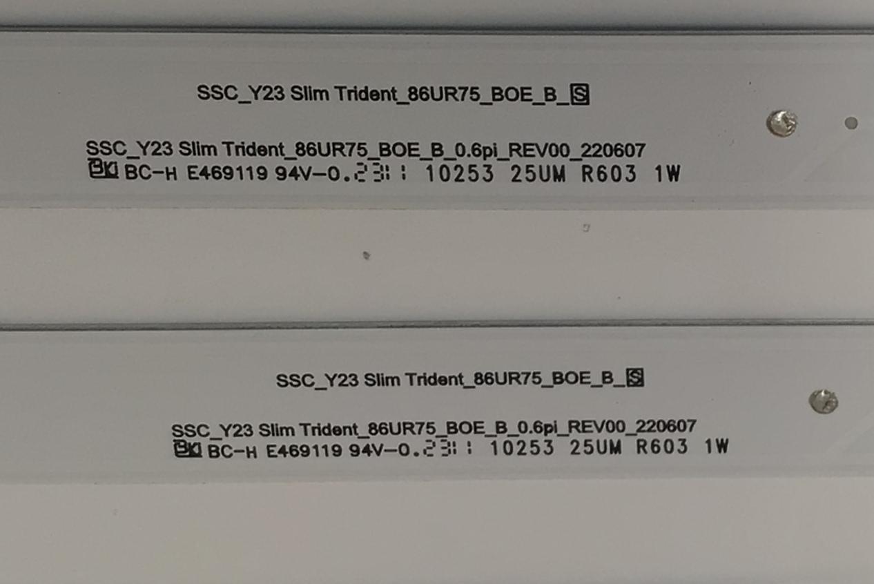 KIT DE LED´S PARA TV LG 22 PIEZAS ORIGINALES / NUMERO DE PARTE EAV65066301 / EAV65066401 / SSC_Y23 SLIM TRIDEM_86UR75_BOE_B_S / SSC_Y23 SLIM TRIDEM_86UR75_BOE_A_0.6PI_REV00_220607 / MODELO 86UR8000AUA / 86UR8000AUA.BUSGLKR - Imagen 5