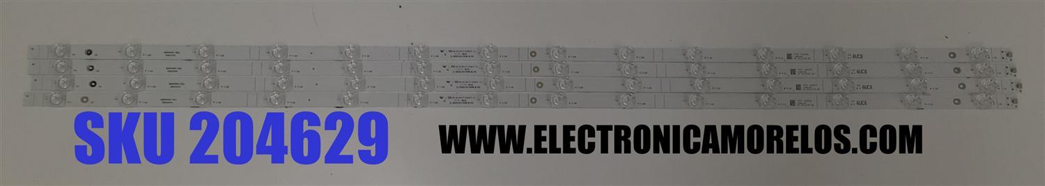 KIT DE LED´S PARA TV HISENSE 4 PIEZAS ORIGINALES / NUMERO DE PARTE JL.D550E1330-003BS-M / JL.D550E1330-003BS-M_V02 / HD550Y3U51-T0L4 / 2020123101 / 1286038 / 6UC8 / PANEL HD550Y3U51-T0L4 / MODELO 55A7G