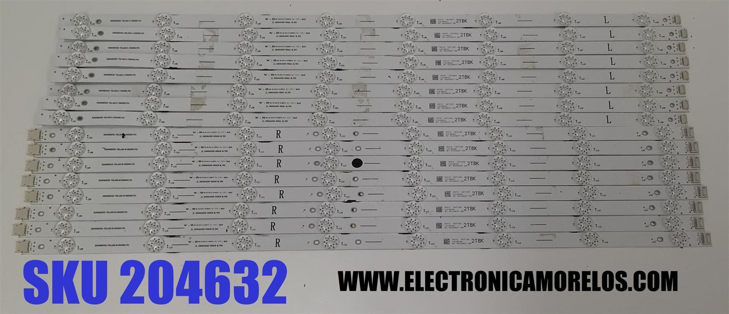 KIT DE LED´S PARA TV HISENSE 16 PIEZAS ORIGINALES / NUMERO DE PARTE JL.D65044330-003AL-M / JL.D65044330-003AR-M / JL.D65044330-003AL-M_V02  / JL.D65044330-003AR-M_V02 / PANEL HD650H3U52-T0LAK5 / HD650H3U52-T0LAK5+R+2023051701 / MODELO 65U6K