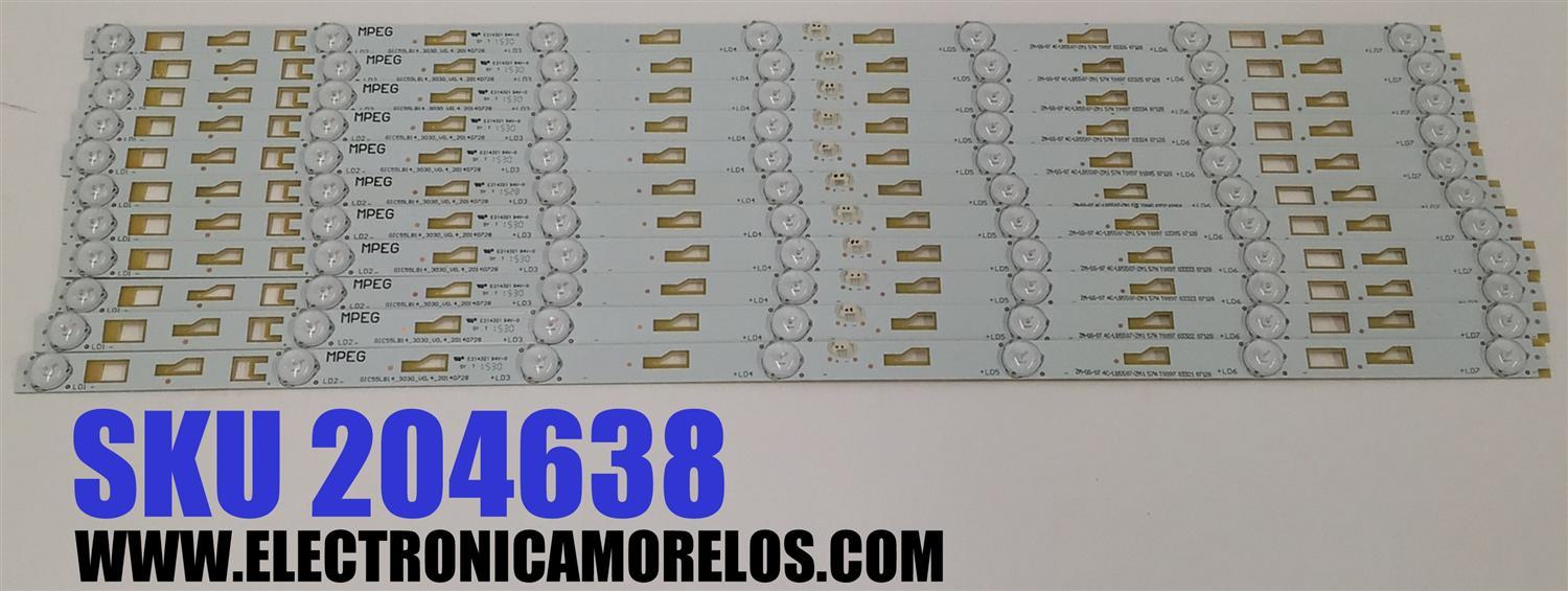 KIT DE LEDS PARA TV TCL ORIGINAL 11 PIEZAS / NUMERO DE PARTE GIC55LB14 / GIC55LB14_3030_V0.4_20140728 / ZM-GS-07 / 4C-LB5507-ZM1 / PANEL LVF550ND2L / MODELO 55F3700 / 55F3700-LPM002A / 55FS3700TAAA - Imagen 1