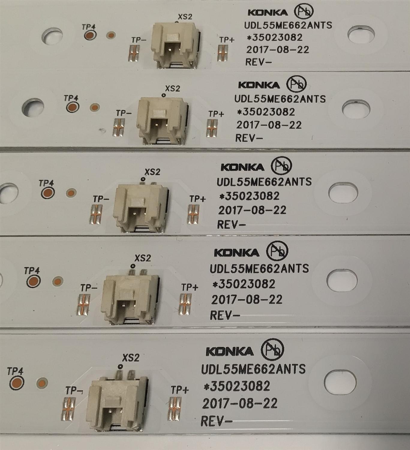KIT DE LEDS PARA TV KONKA ORIGINAL 9 PIEZAS / NUMERO DE PARTE UDL55ME662ANTS / 35023082 / BK BLK LJ2 / 21006903 / MODELO LED55K7200 / LED55K5500 - Imagen 4
