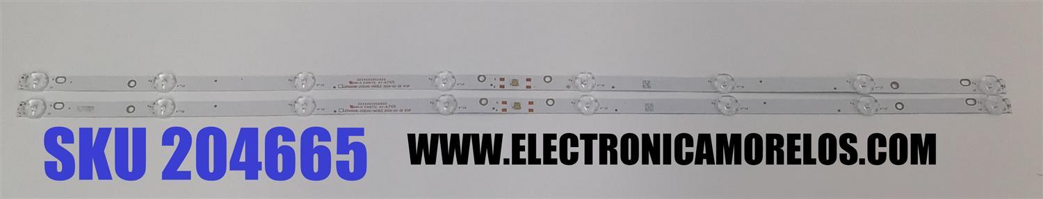 KIT DE LEDS ORIGINAL PARA TV ONN 2 PIEZAS / NUMERO DE PARTE 30340008008DS / LED40D08-ZC62AG-14DSEZ / A22/135LM/3.4V/ 240718AC08 / 40000M59S / PANEL HV400FHB-F11 / V400HJ9-PE1 (C4) / MODELO 100058007 40" / DAW40FR